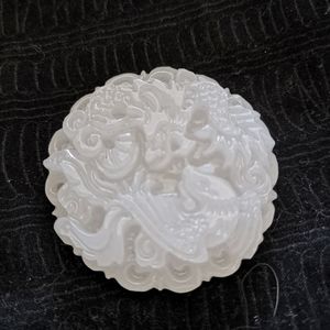 Afghanistan white jade engraved pendant